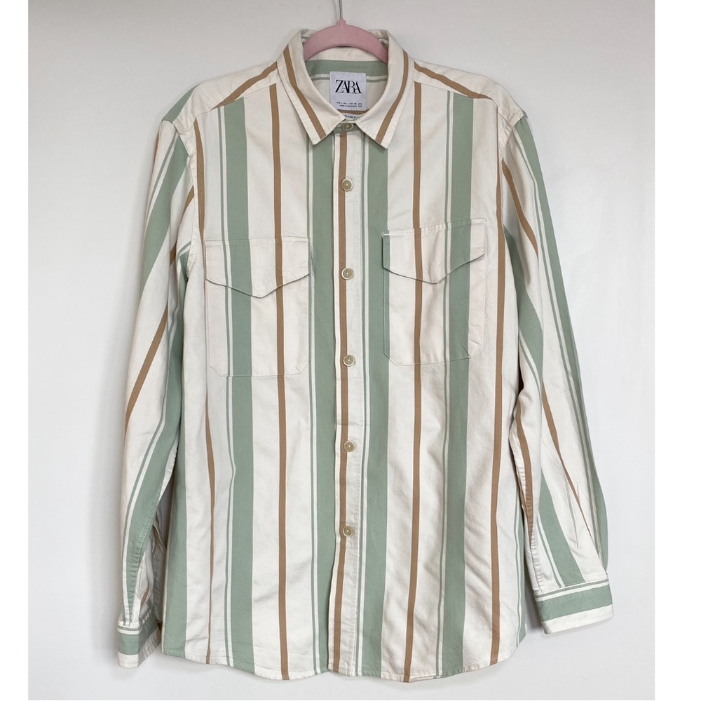 Zara Striped Button Down Long Sleeve Shirt